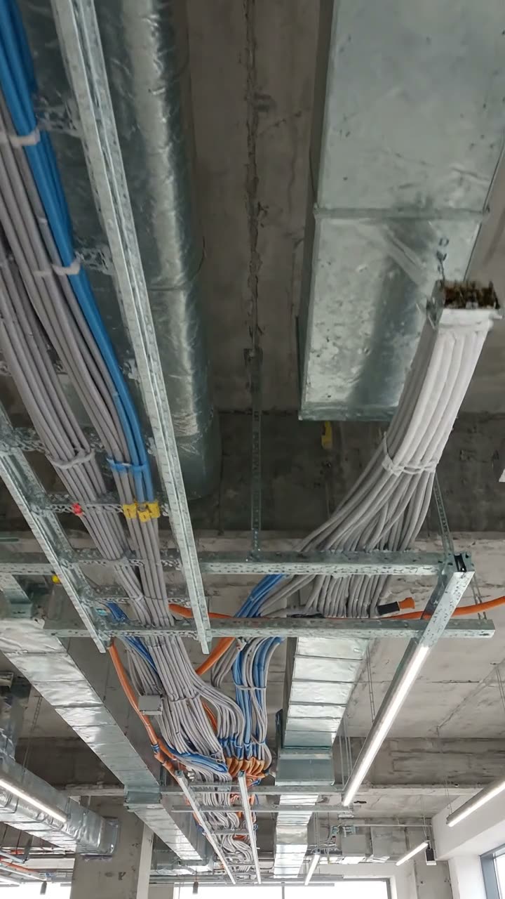 Cable tray and cabling fixed under a concrete slab