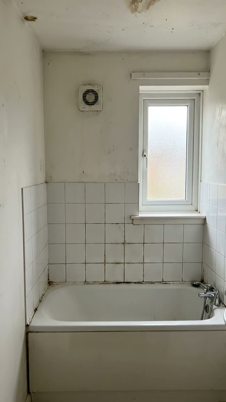 A bathroom with failing grout and sealant around the bath